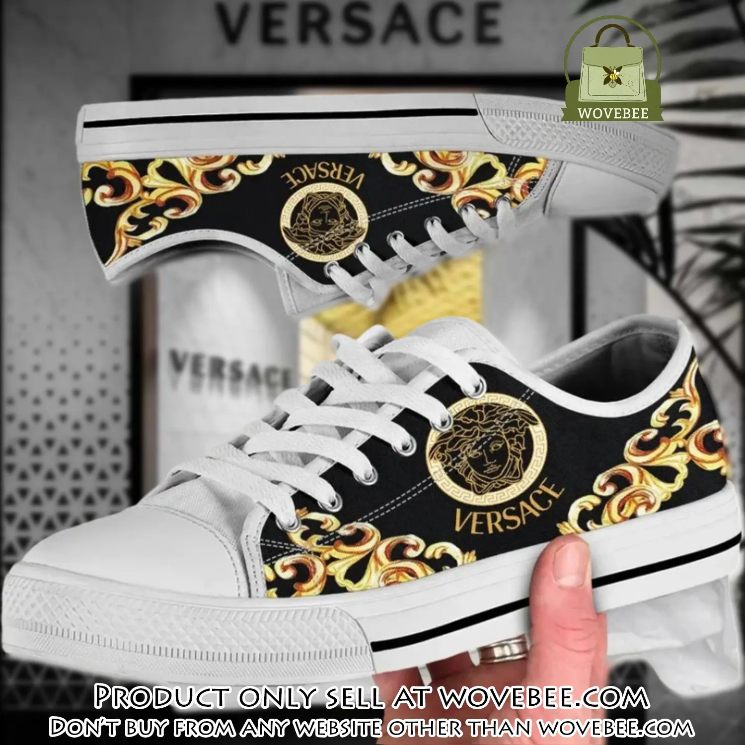 Versace medusa pattern low top canvas shoes luxury brand gifts for men women wvb5910912